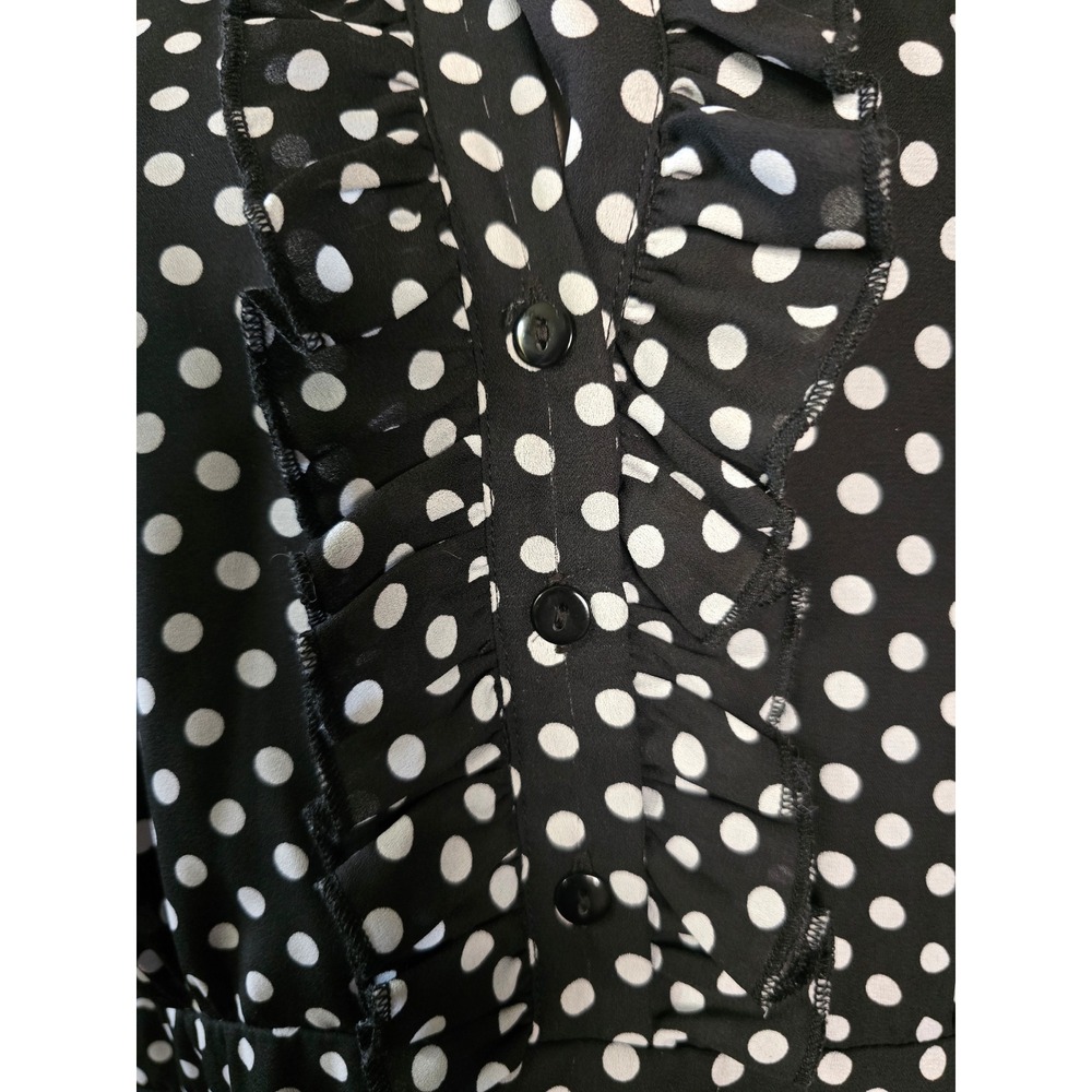 City Chic Womens Black White Polka Dot Ruffle Collared Midi Dress Size 16 Plus - Picture 4 of 10